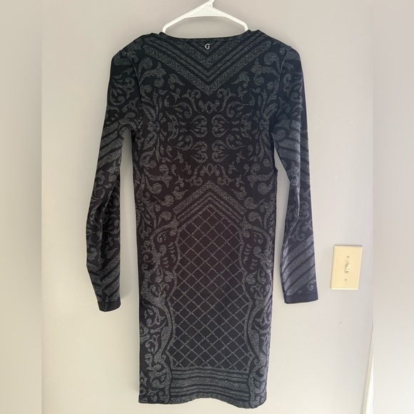 Guess Womens Elisa Jacquard Black Bodycon Seamless Long Sleeve Dress M/L New - Picture 7 of 9